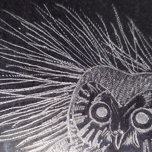 Vintage Hand Crafted Etched Snow Owl on Glass Picture Signed artist 1 of a Kind - Picture 4 of 11